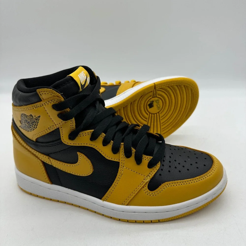 Nike 555088-701 Mens Size 7 Air Jordan 1 Retro High OG Pollen Black Yellow Shoes